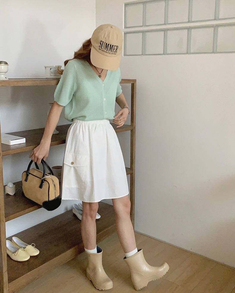 pocket skirt (white/ black)