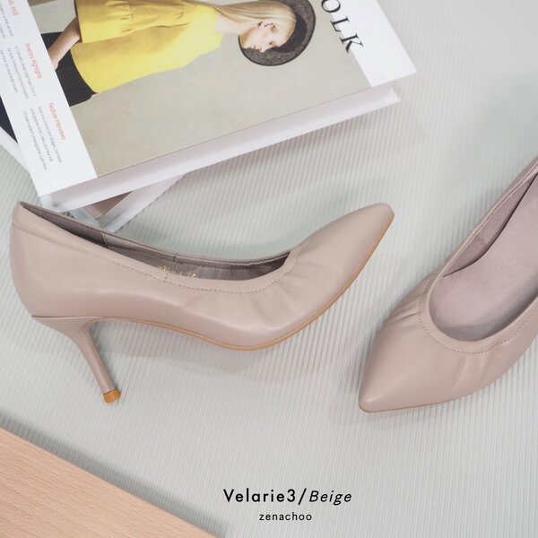 ทรงปกติ:เปลี่ยนไซส์ได้-ไม่รับคืน::Zenachoo Velarie3 สูง 3 นิ้ว Beige รองเท้าหนังแกะแท้ ใส่สวยมาก ...