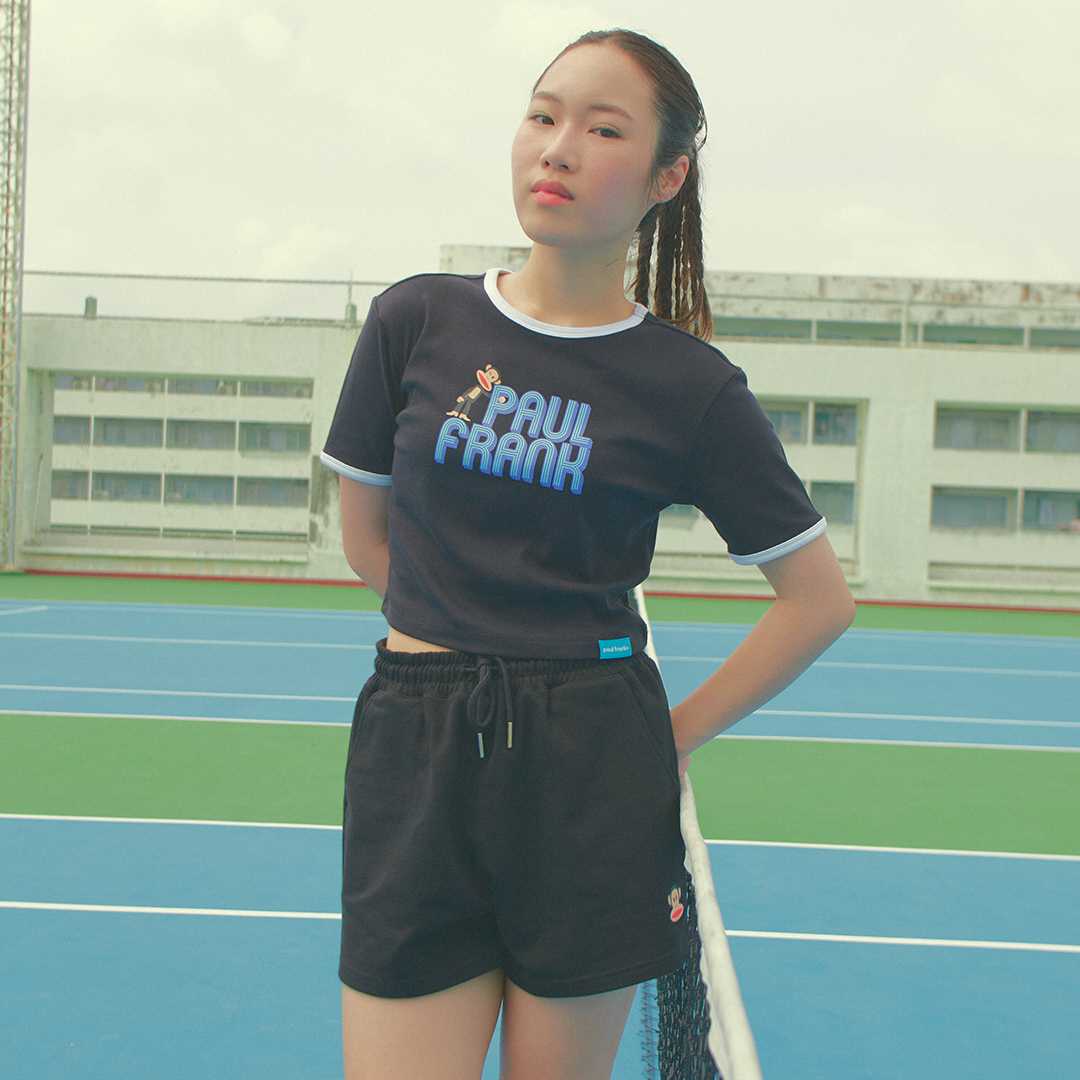 PAUL FRANK เสื้อครอป PF WOMENS RETRO LINES BABY TEE