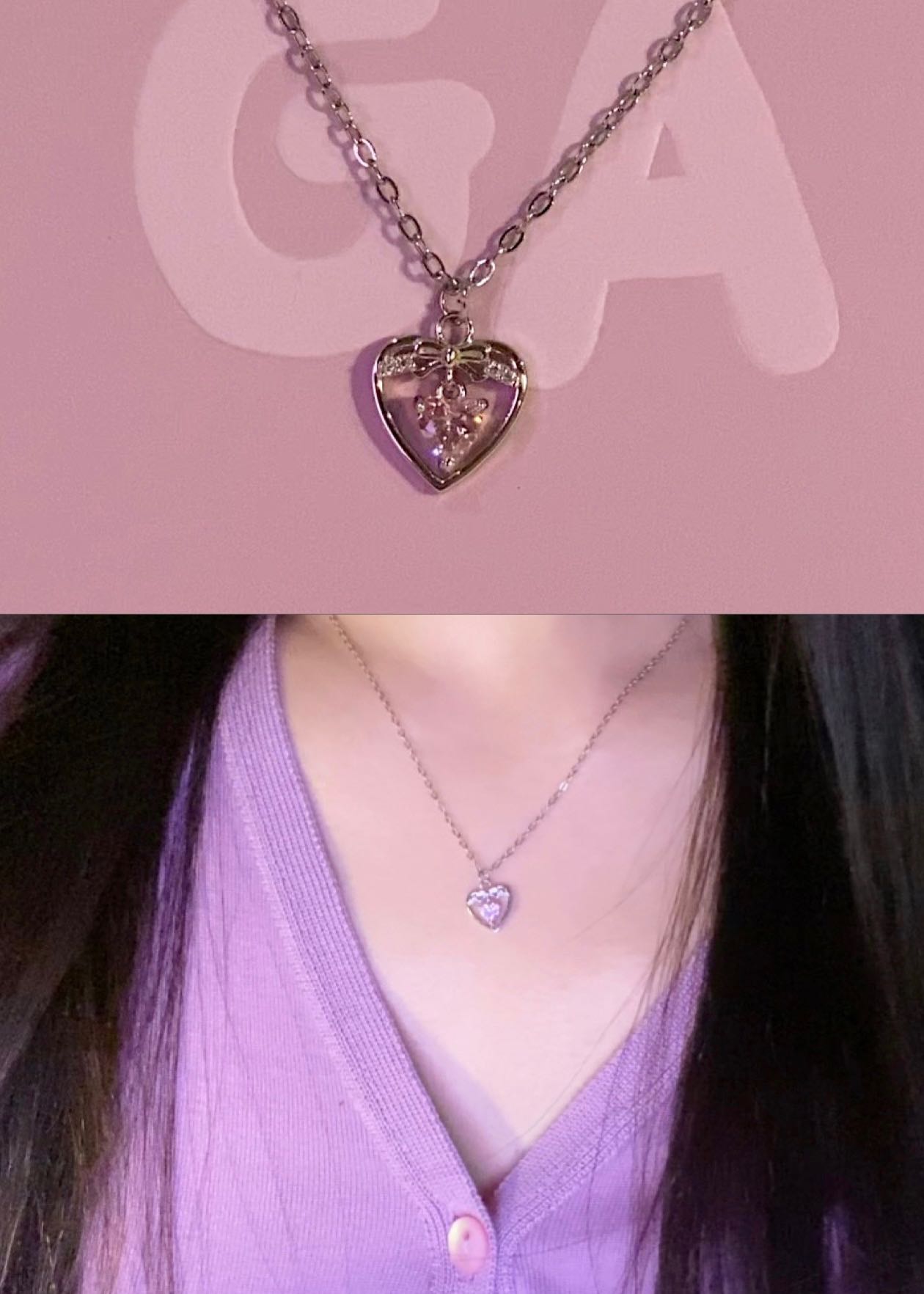 gaandga22 “Heart Gift Necklace“ สร้อยStainless จี้Silver97.23%ทั้งชิ้นชุบRhodium gaandga™®