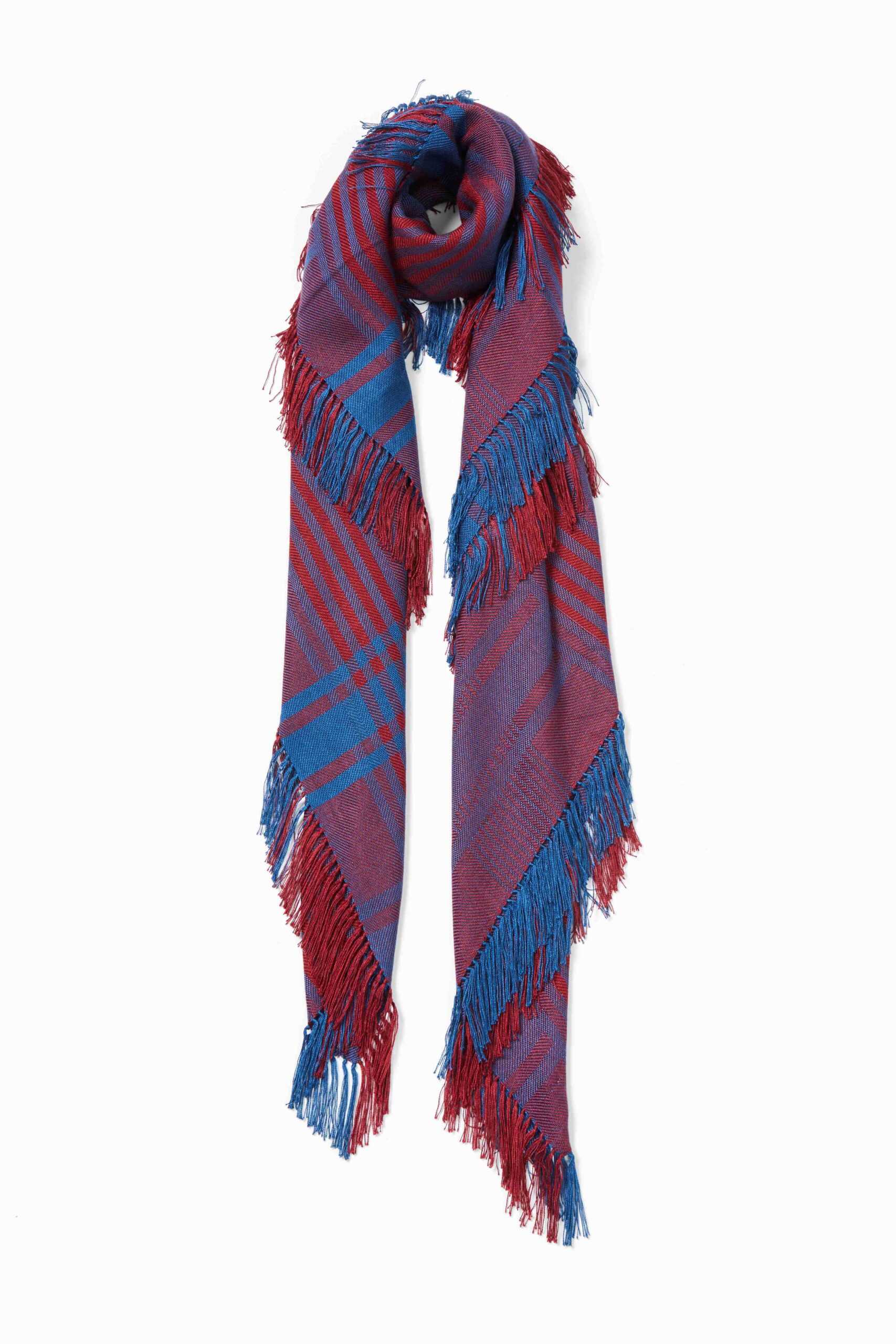 ผ้าพันคอ SS24 Check Square Navy blue Red 90x90 cm.