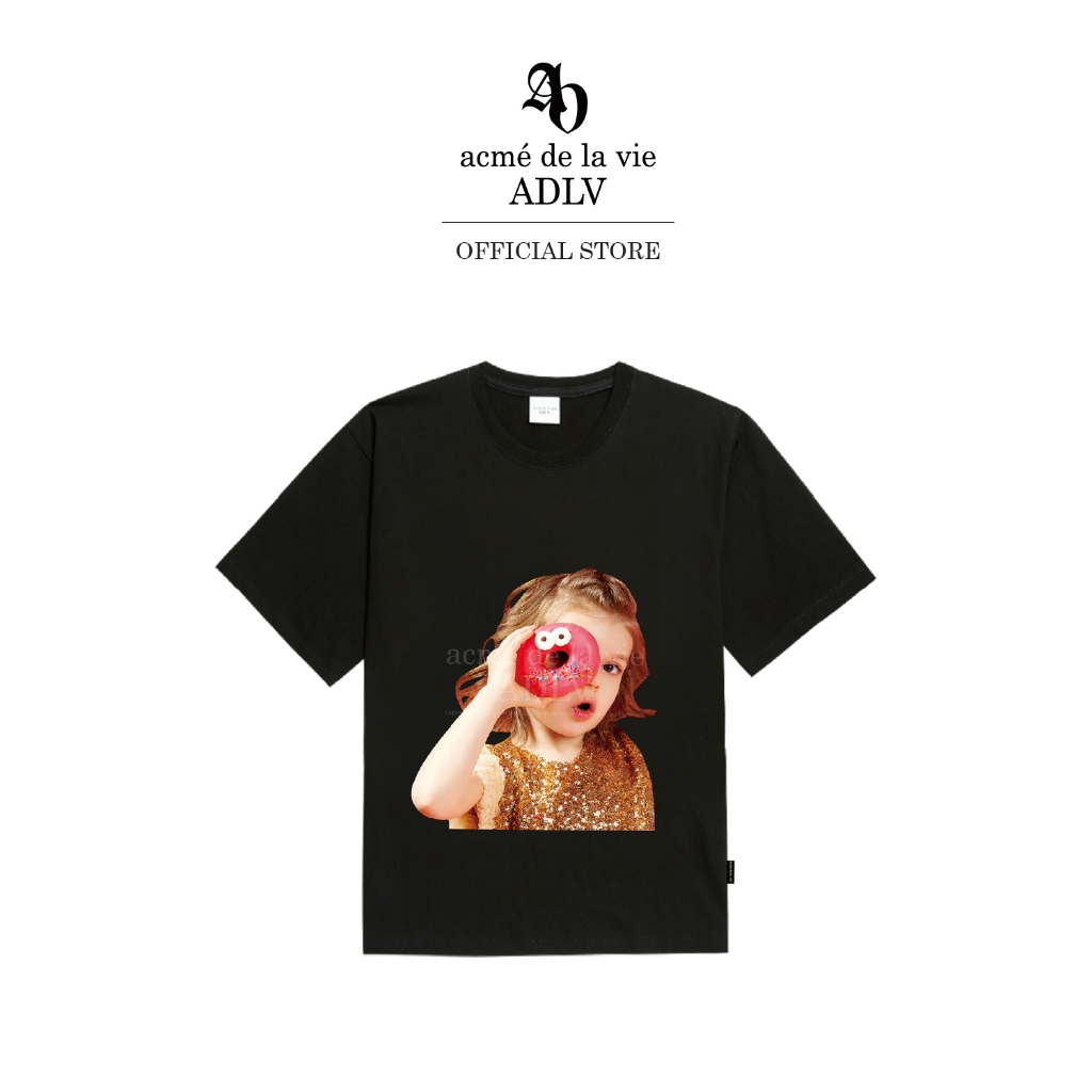 ADLV [acme de la vie] เสื้อยืด Oversize รุ่น Baby Face Short Sleeve T-Shirt Black Donuts 4 Black