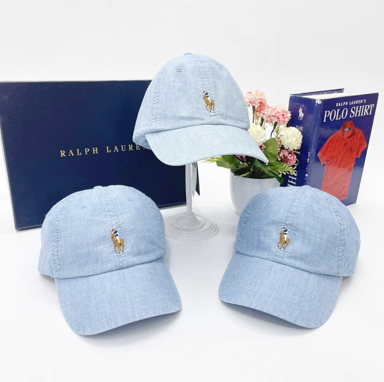 Ralph Lauren Cotton Twill Ball Cap (Chambray)