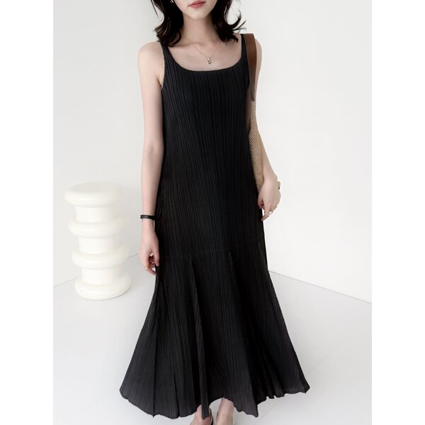 2MUAY รุ่น GJO10253 เดรสอัดพลีท SLEEVELESS SQUARE NECK PLEATED DRESS 5 สี FREE SIZE