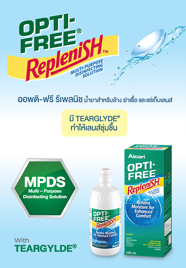 Alcon OPTI-FREE Replenish ขนาด 300 ml. น้ำยาล้างแช่คอนแทคเลนส์