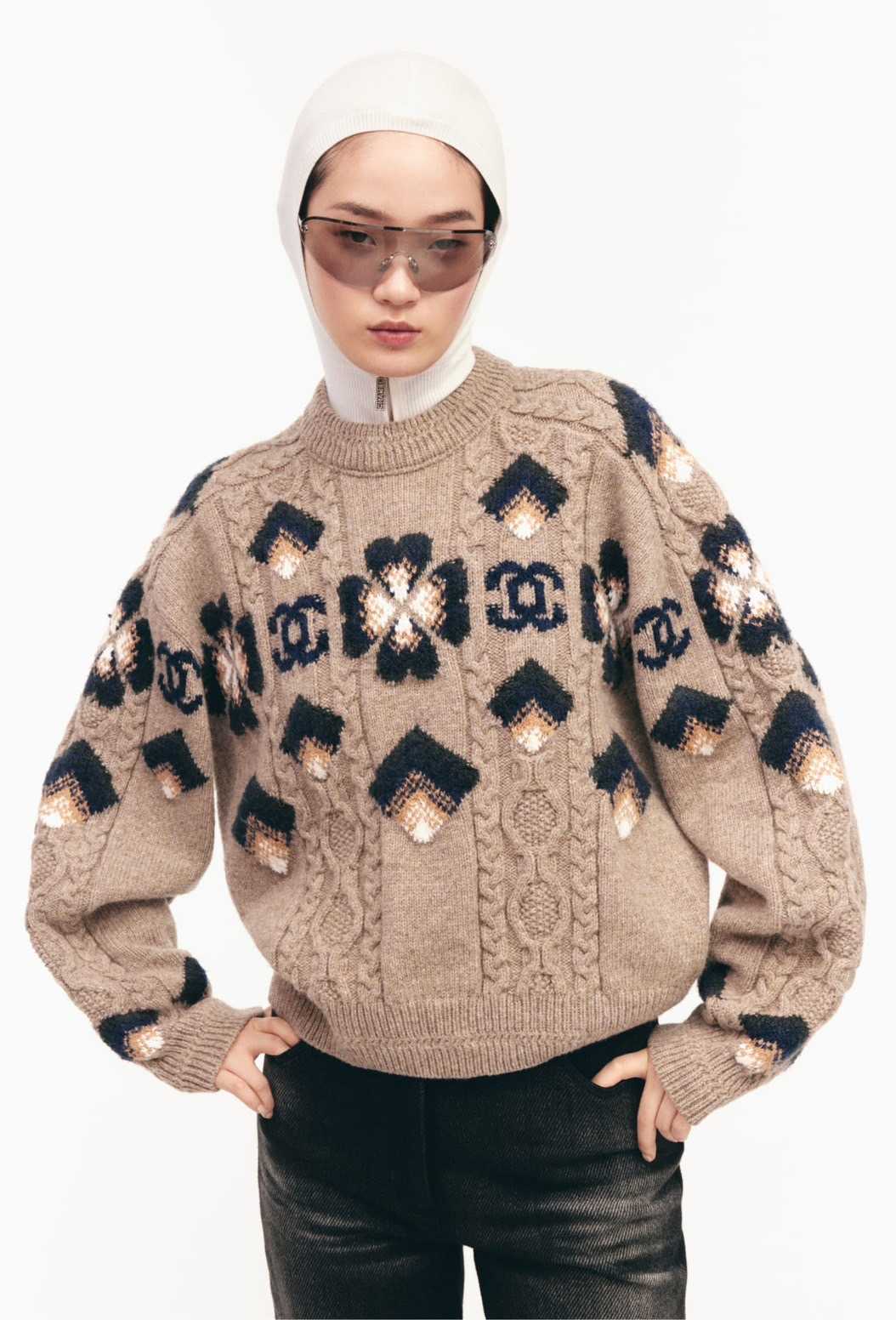 CHANEL CLOVER PRINT MULTI COLOR SWEATER 