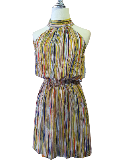 SHEIN เดรสลายทาง ผูกคอ เหลือง