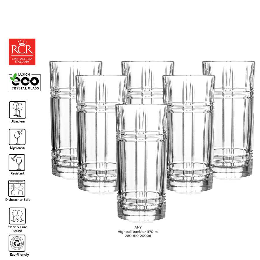 แก้วน้ำสูง RCR ANY Highball tumbler 370 ml