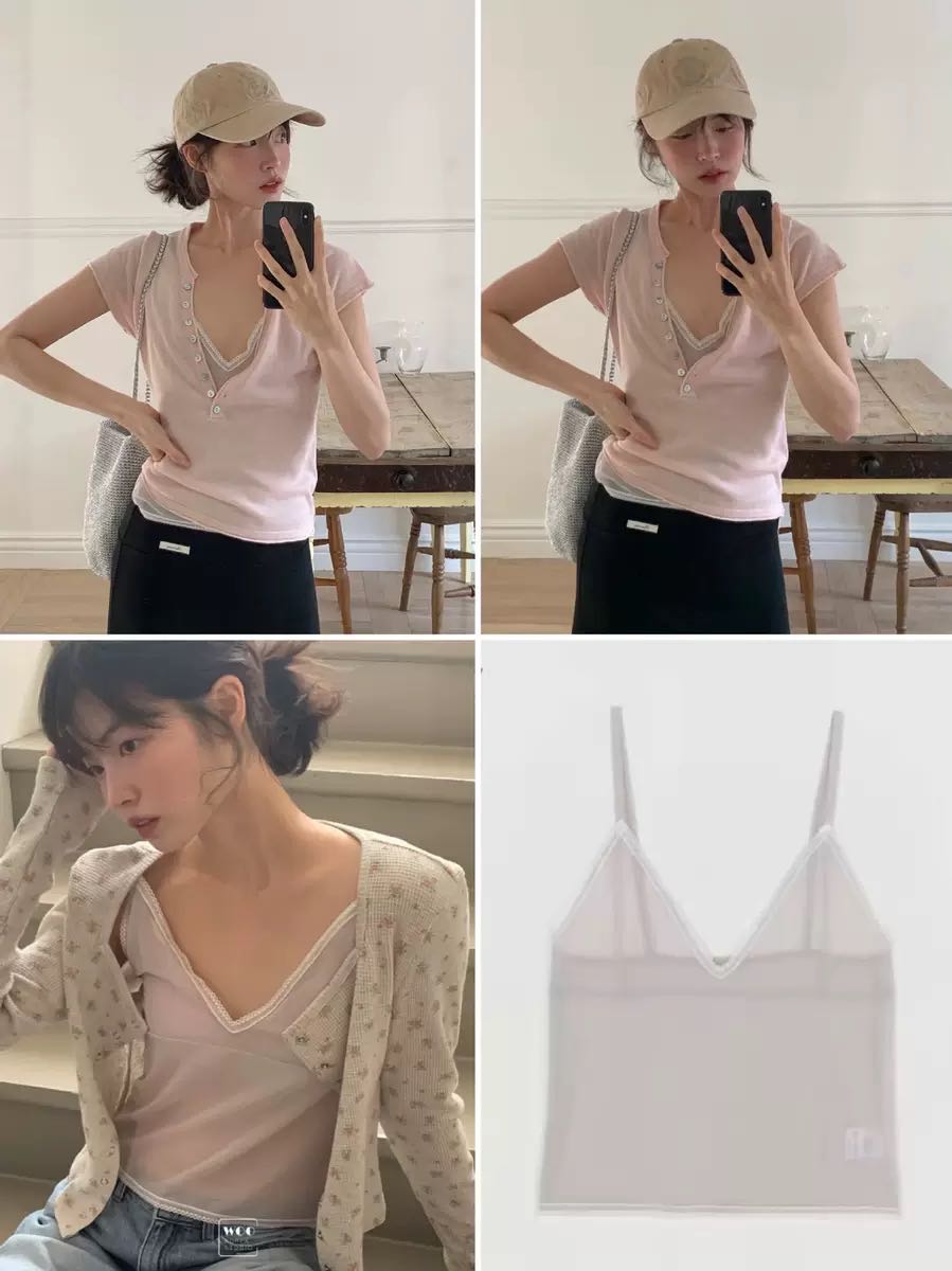 Sunniel Lace Trim Bustier (🇰🇷 Pre-order 15วัน) เสื้อเลเยอร์ซีทรู