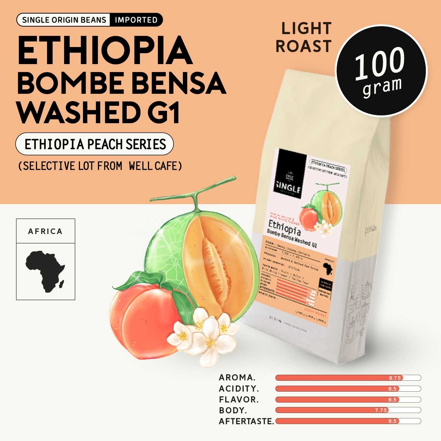 Ethiopia Bombe Bensa Washed G1 (Specialty Coffee)