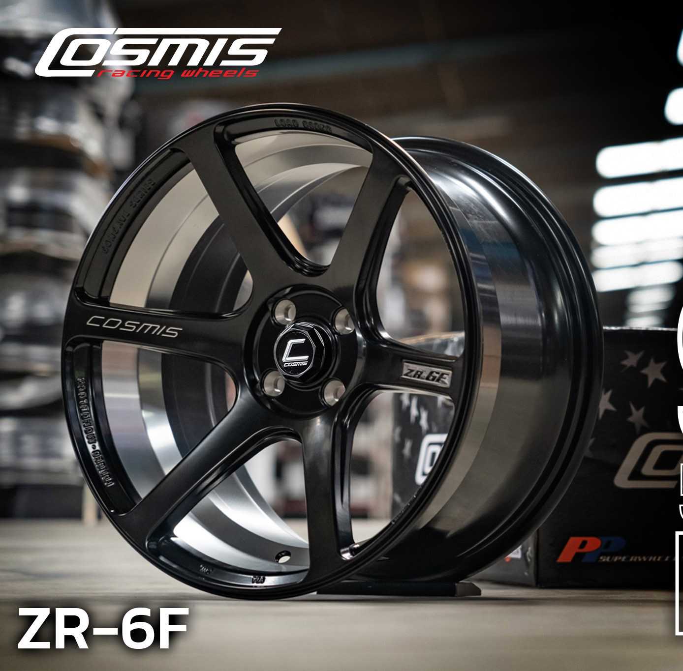 แม็กซ์ ZR-6F(3909) 17X9.0 4X100 ET30  ((N))BLK-XZ/M3  (สีดำด้านCNCท้องล้อ+ตัวหนังสือ)