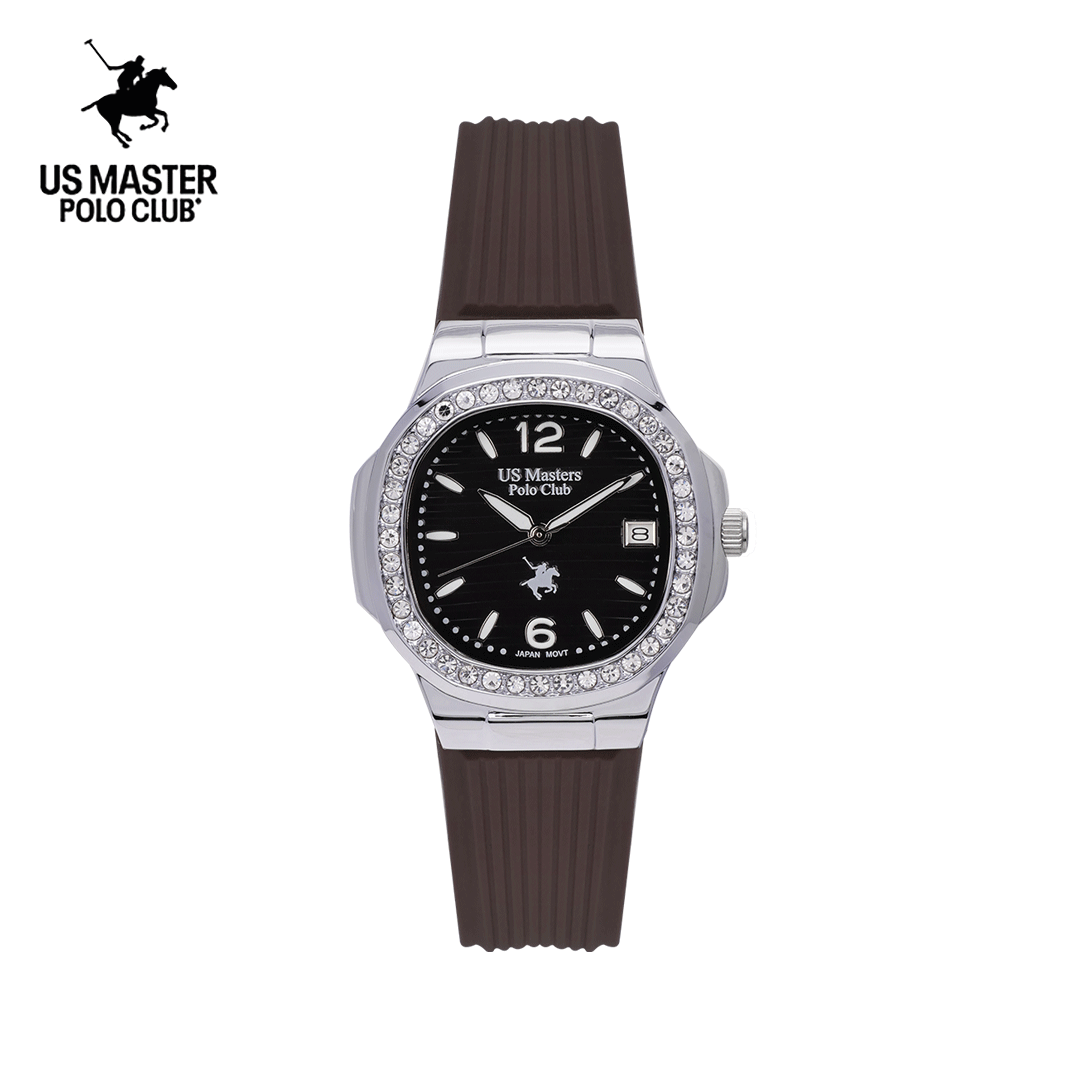 USM-DD54 นาฬิกาข้อมือ รุ่น LADY DIAMOND DATE ประกัน 1 ปี แบรนด์ US MASTERS POLO CLUB