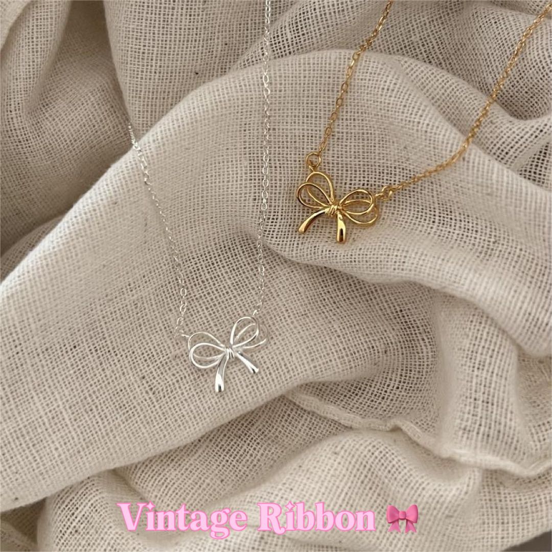 สร้อยคอรุ่น vintage 🎀 ribbon-ส่งฟรี s925