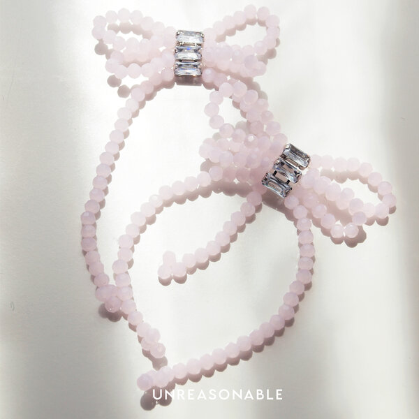 ต่างหูโบว์ Pink Glass Bead ต่างหูคลิป ต่างหูก้านเงินแท้ น้ำหนักเบา UA0928-01 Unreasonable Accesso...