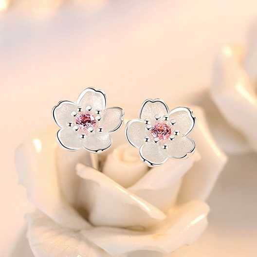 ต่างหู ต่างหูดอกซากุระ ซากุระ Small Sakura Blossom Stud Earring 925 ต่างหูเงิน