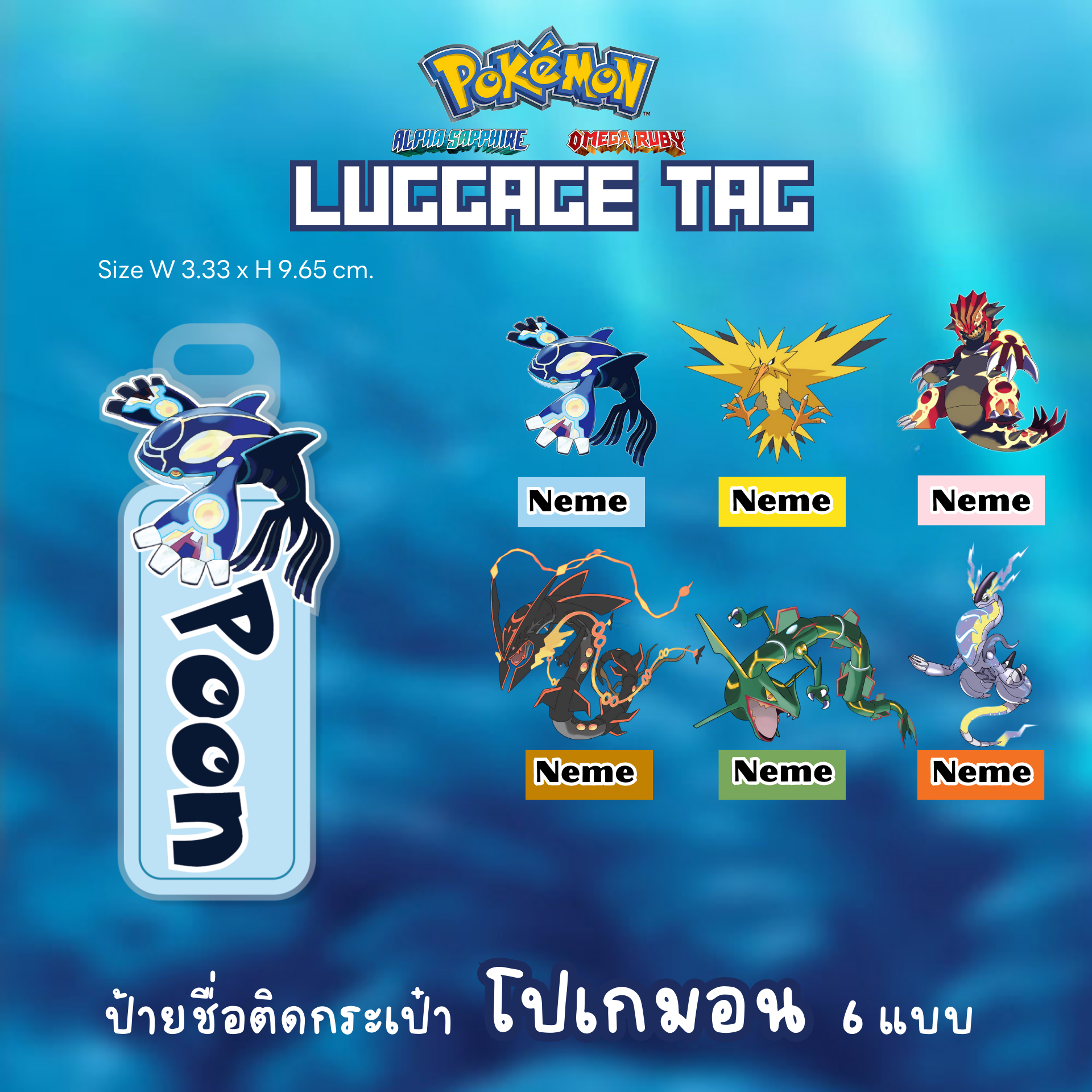 Happylife Luggage Tag Pokemon 1  ป้ายแท็กอะคริลิคห้อยกระเป๋านักเรียน  สามารถใส่ชื่อได้