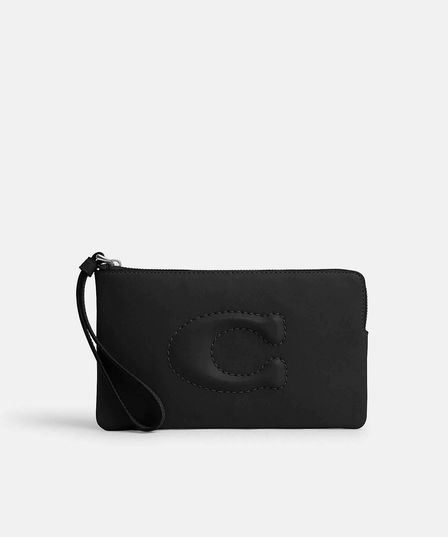 COACH LARGE CORNER ZIP WRISTLET CR392 SV/BK