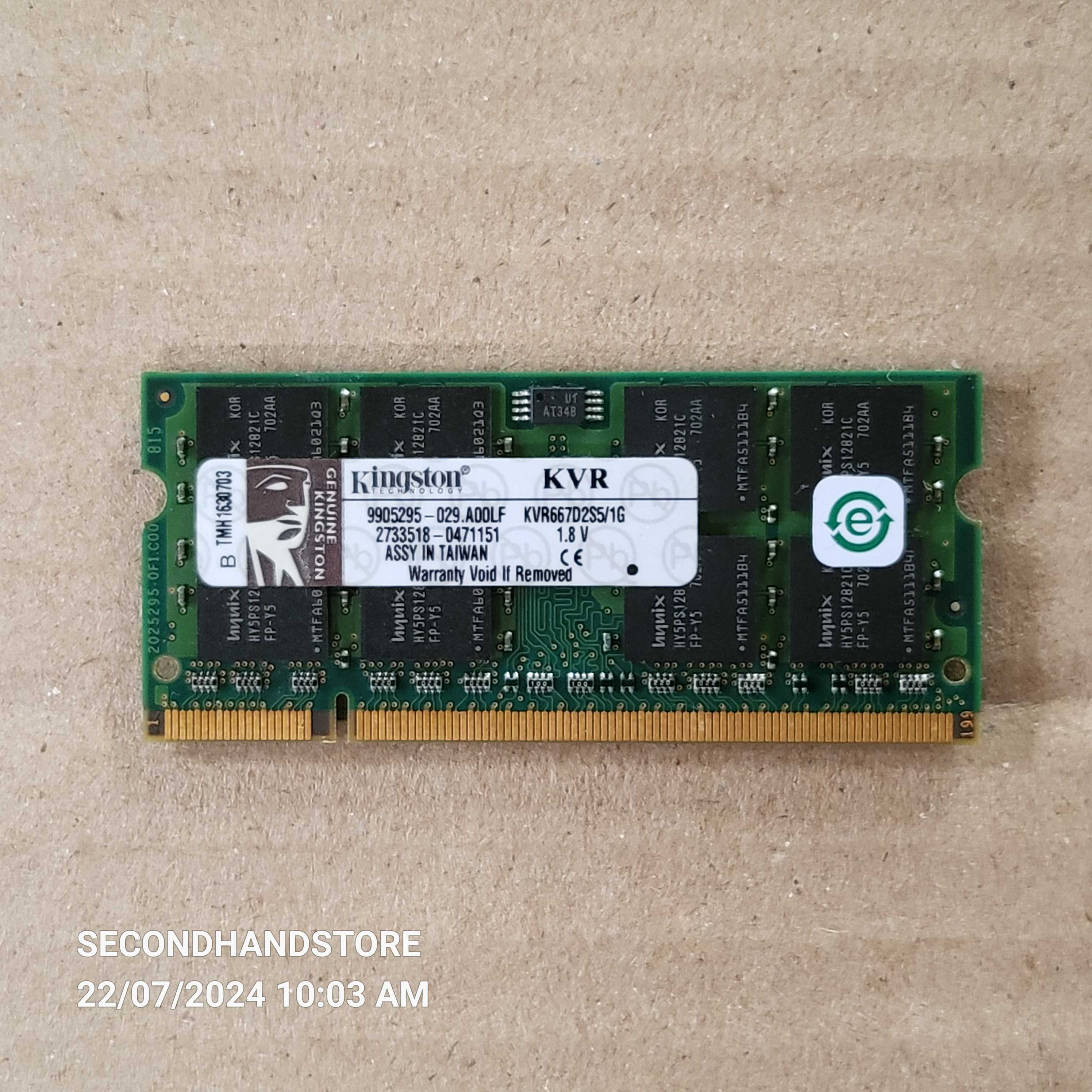 แรม KINGSTON DDR2 667MHZ 1GB 16CHIP สำหรับ NOTEBOOK #DDR2