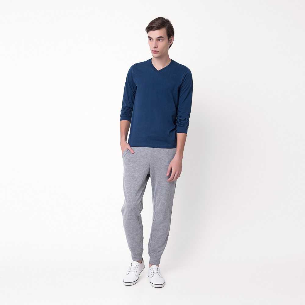 Long-Sleeve Jersey V-Neck Tee - Mountain Blue
