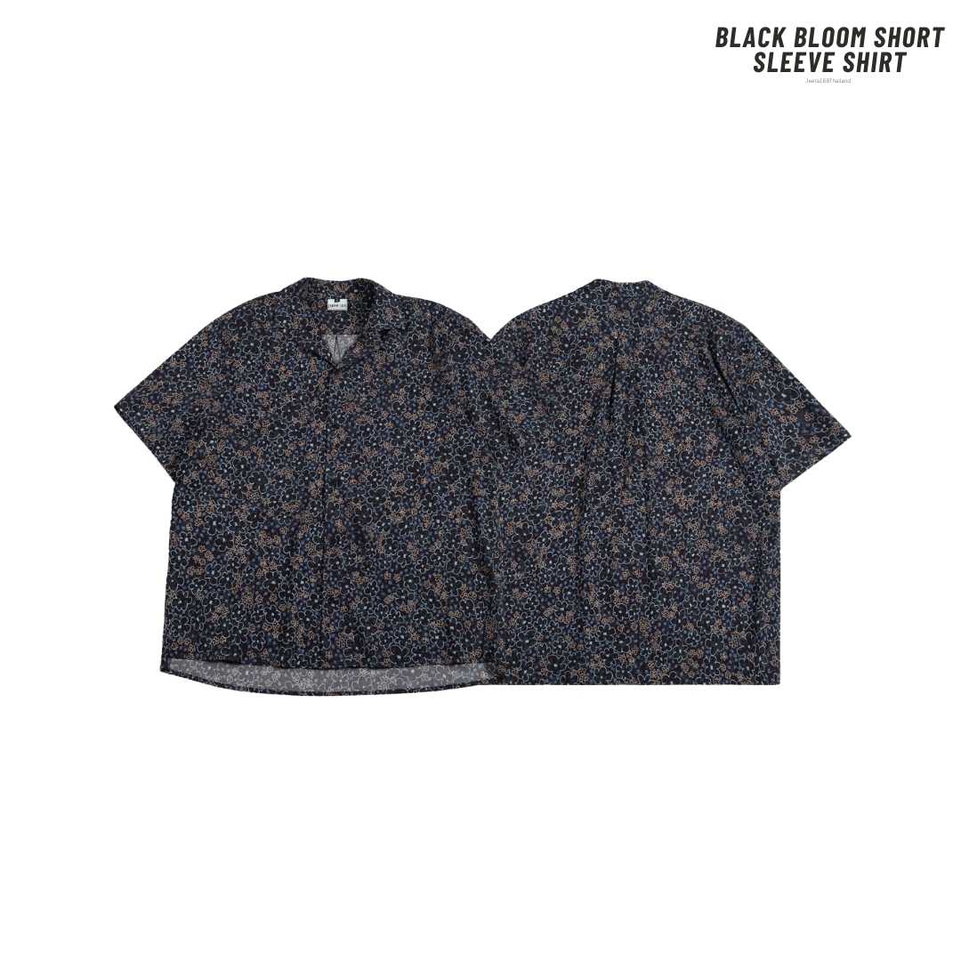 (พร้อมส่ง) Jeera168 | Black Bloom Short Sleeve Shirt