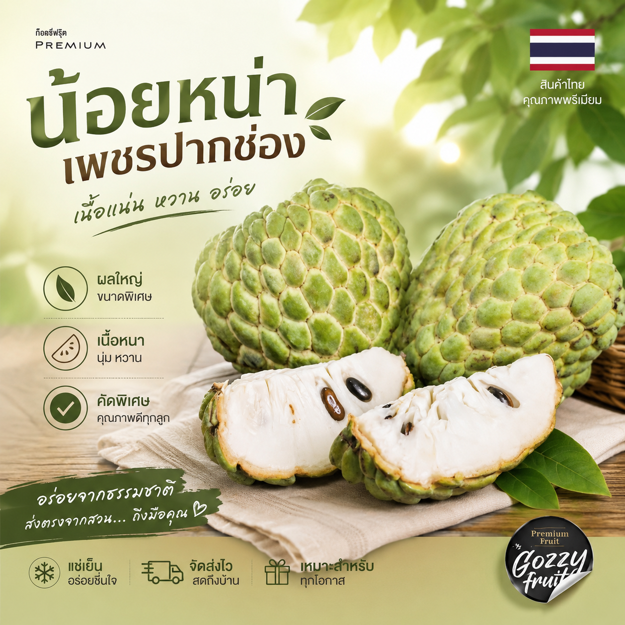 น้อยหน่าเพชรปากช่อง คัดพิเศษ