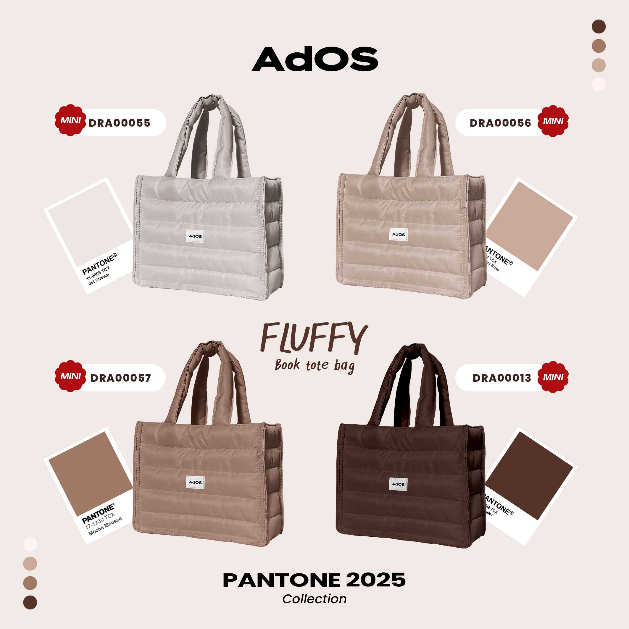 กระเป๋า AdOS Pantone2025 Mini Fluffy Book Tote Bag DRA00013-DRA00057 #AdOS #Pantone2025