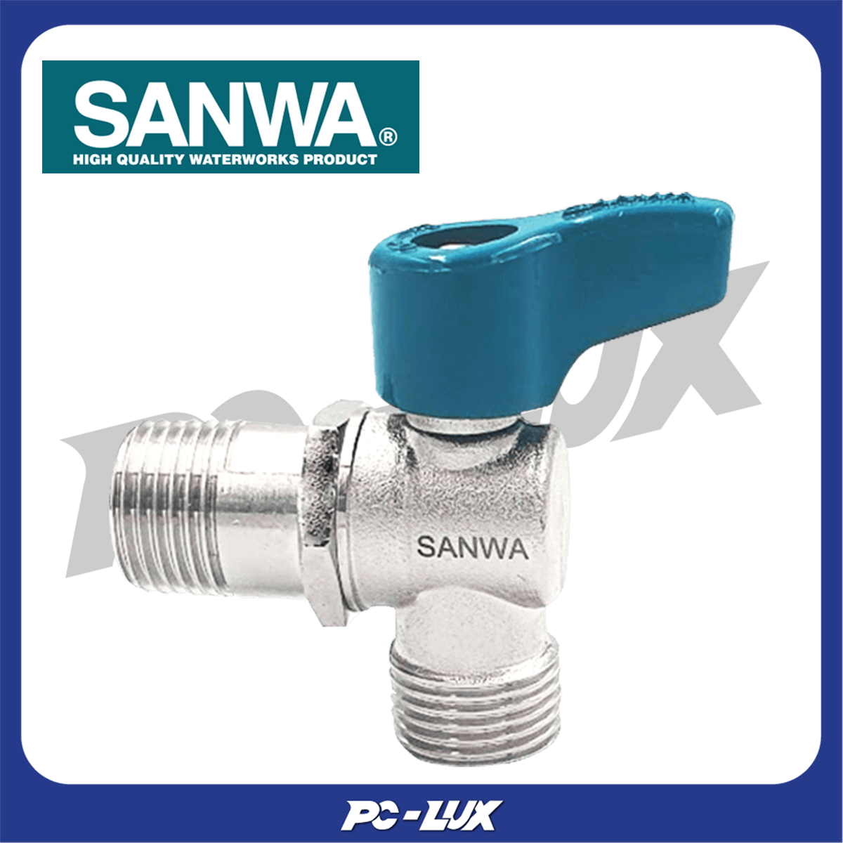SANWA มินิบอลวาล์วฉาก (ผผ) รุ่น ABV15 ขนาดเกลียว 1/2 นิ้ว