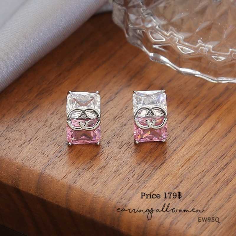 EW95Q  ต่างหู GG สีชมพู เงิน925 แฟชั่นสำหรับผู้หญิง