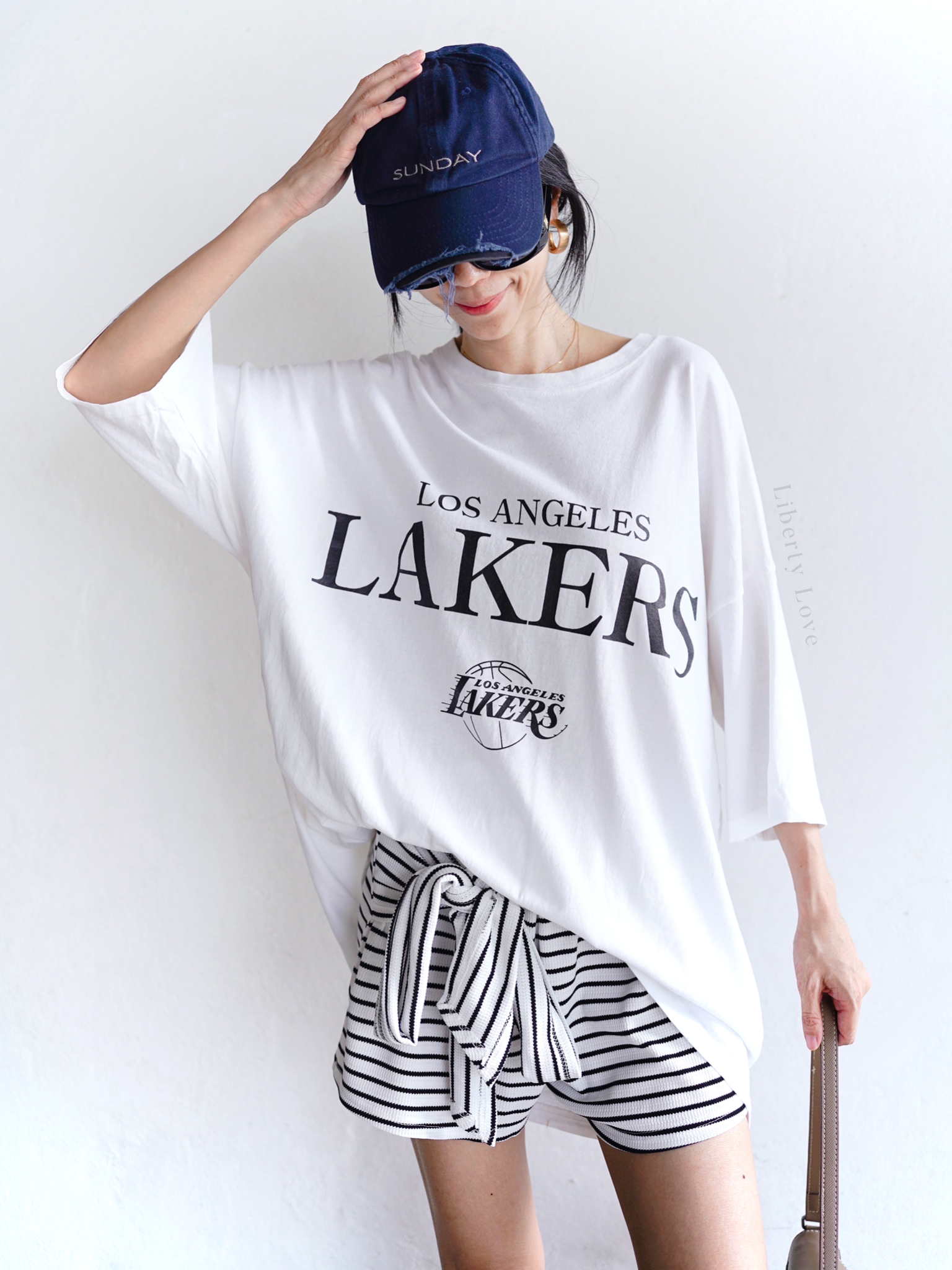 5096#5 white laker oversized t-shirt 🇰🇷