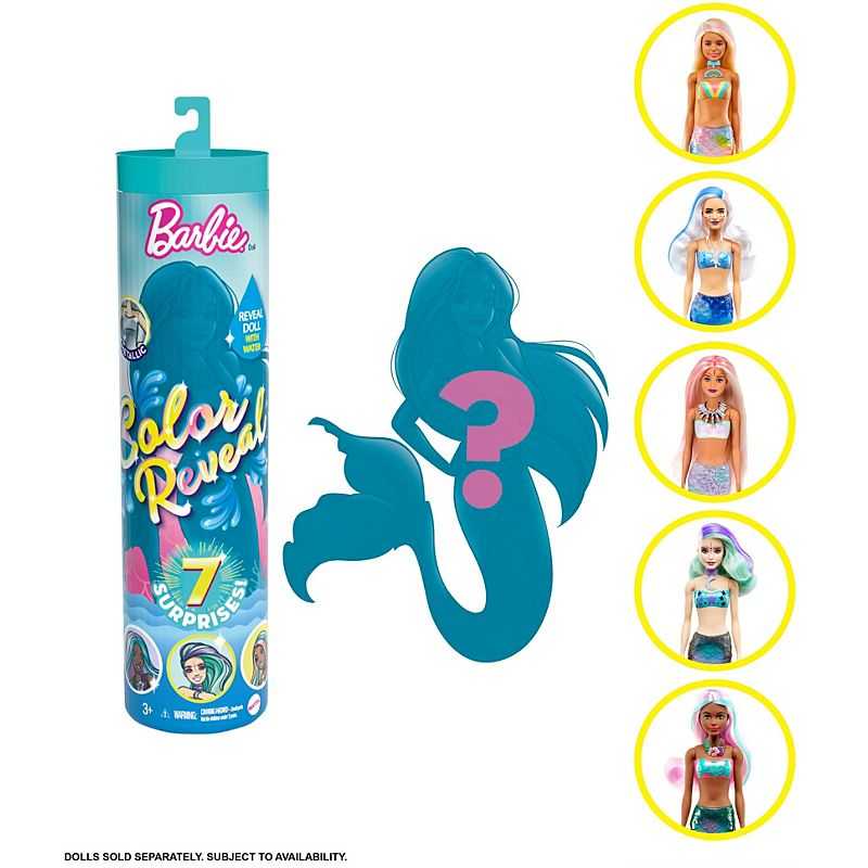 Barbie Color Reveal Mermaid Doll with 7 Surprises (GTP43)