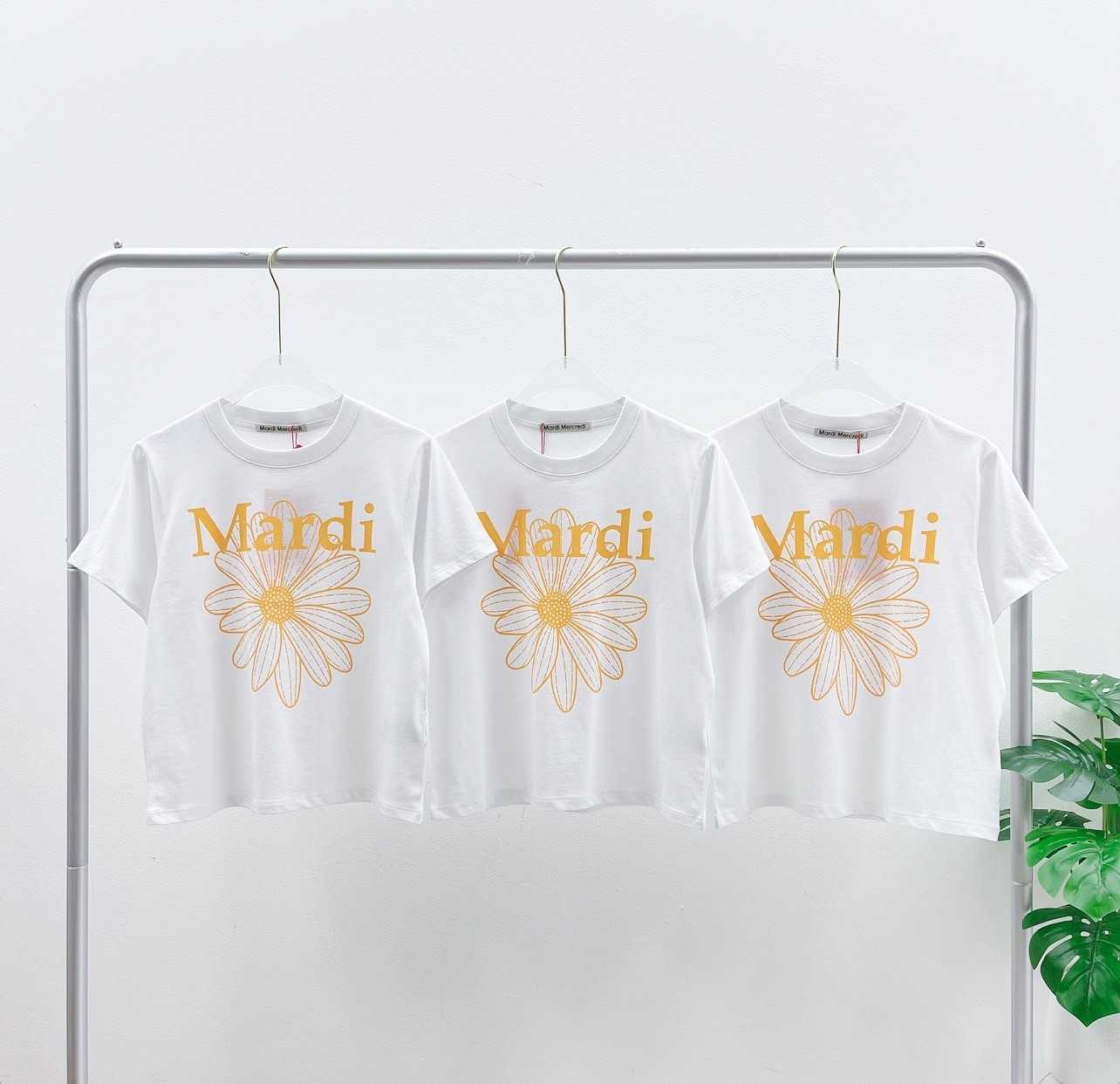 Mardi Slim Flower T-Shirt (White/Tangerine)