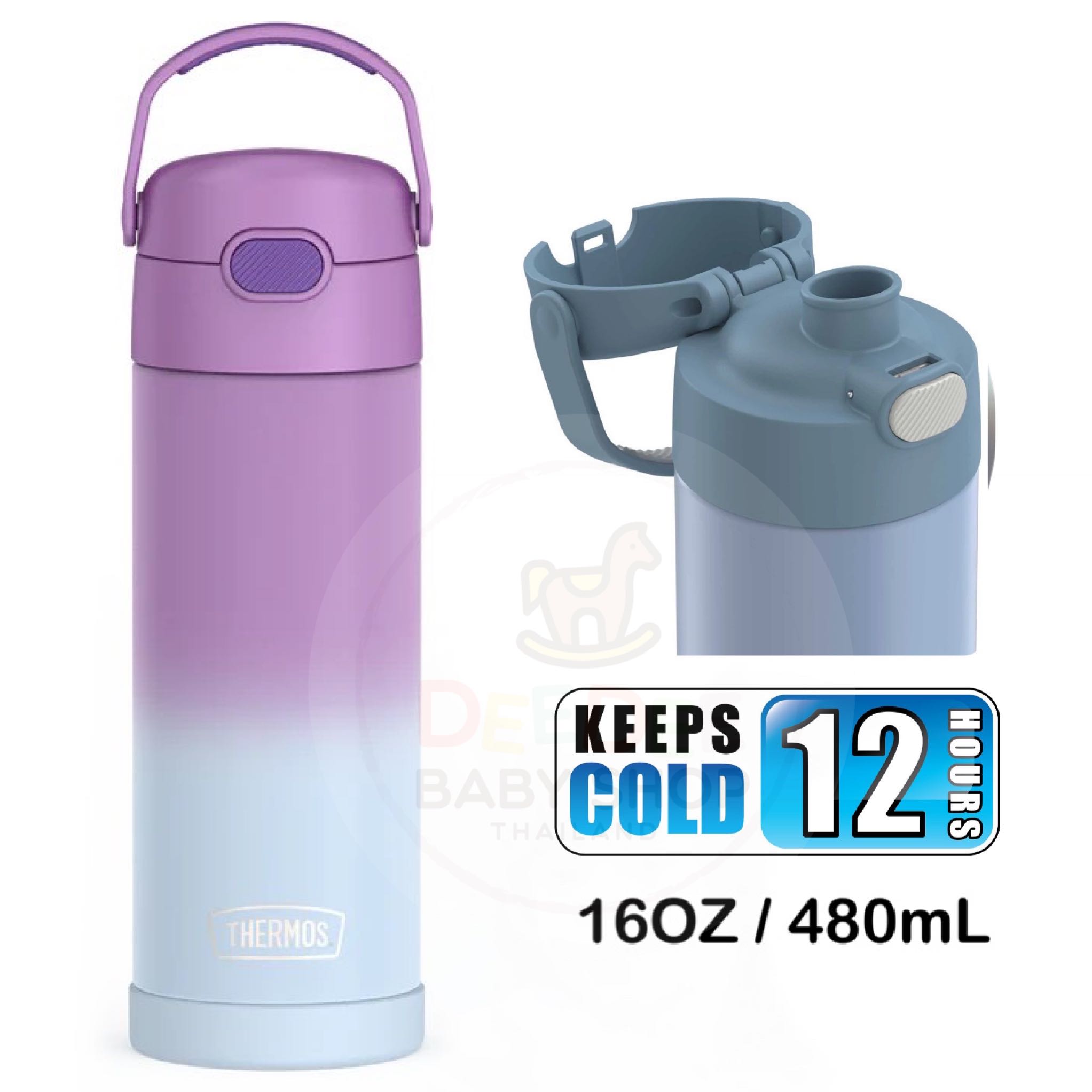 กระติกน้ำสเตนเลสรักษาอุณหภูมิ Thermos Ombre FUNtainer Bottle 16OZ with Bali Handle (Purple)