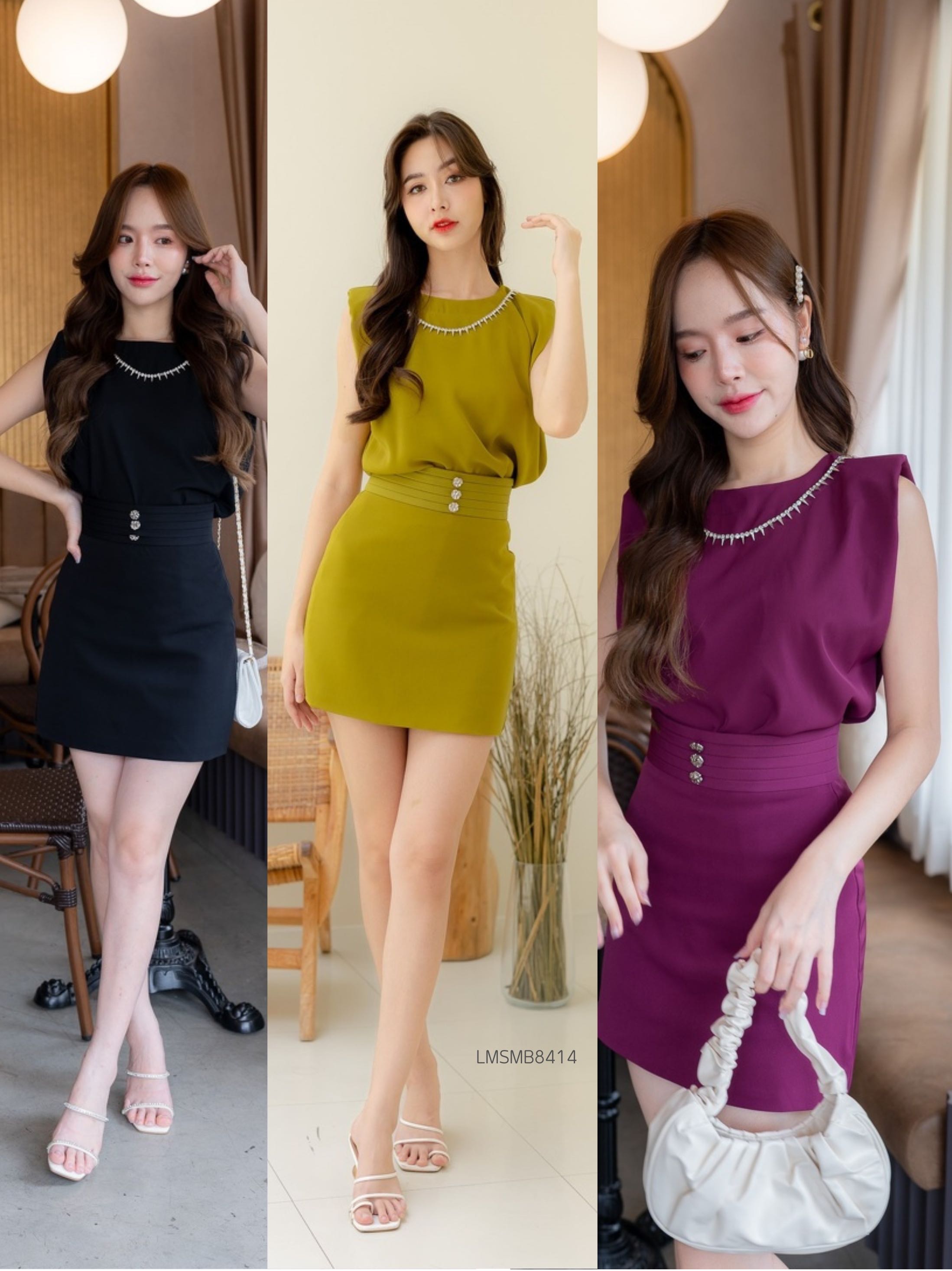 S-XL ชุดเซ็ตเสื้อกระโปรง LMSMB8414