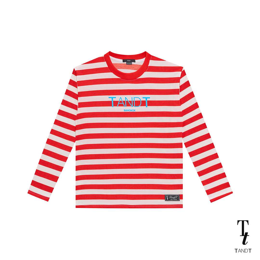 TandT - LUCUS T-SHIRT - TANDT LOGO PRINTED LONG SLEEVES STRIPED T-SHIRT