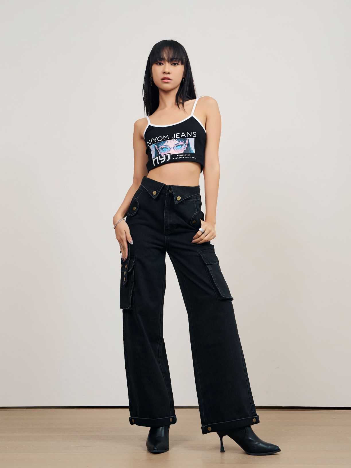 Niyom Jeans : รุ่น  BCG001.2 กางเกงยีนส์ผู้หญิง ทรงกระบอกคาโก้