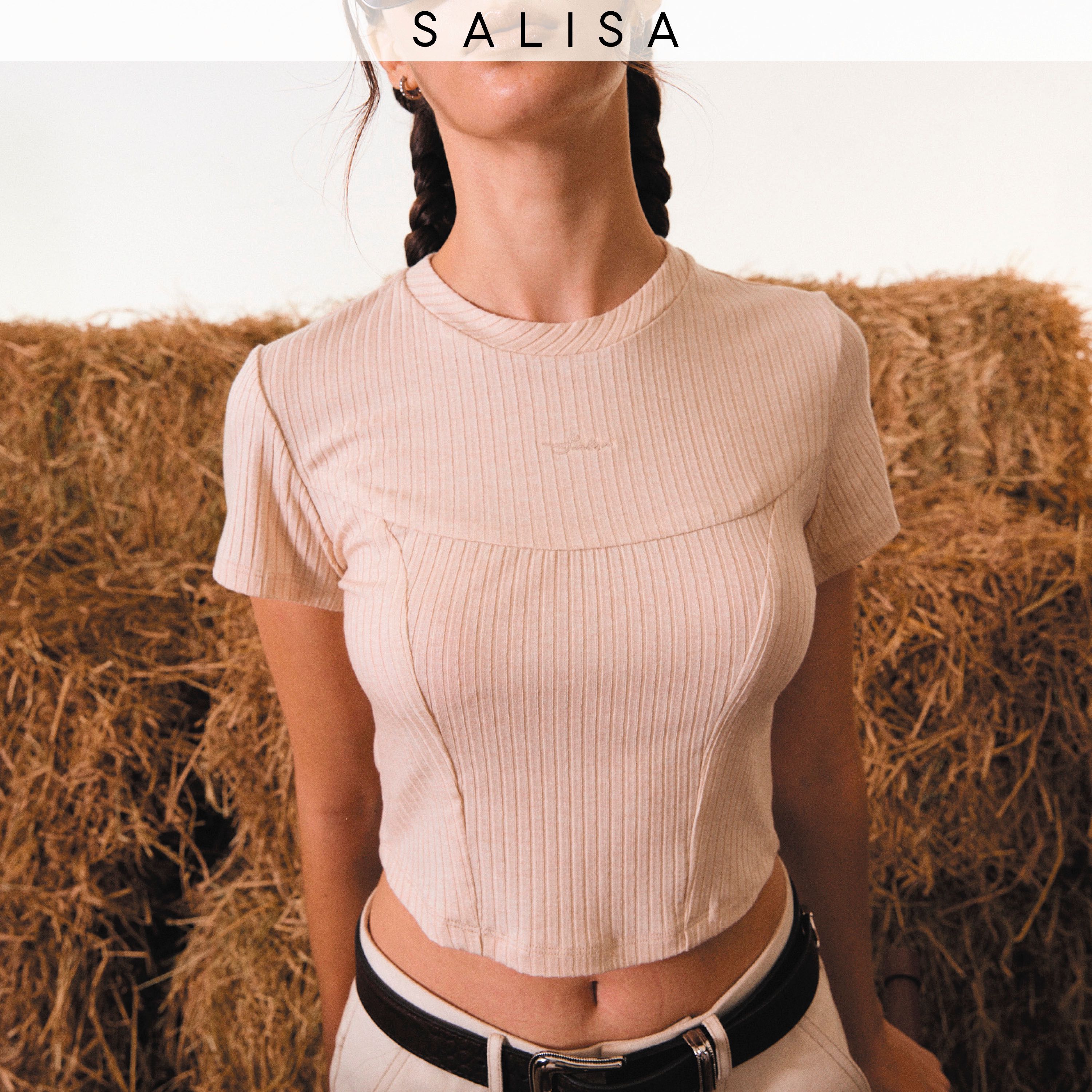 T-SHIRT Corset Rib Cropped Butter เสื้อยืด