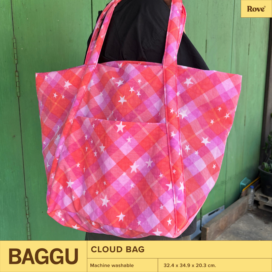 BAGGU Cloud Bag - Pink Star Plaid
