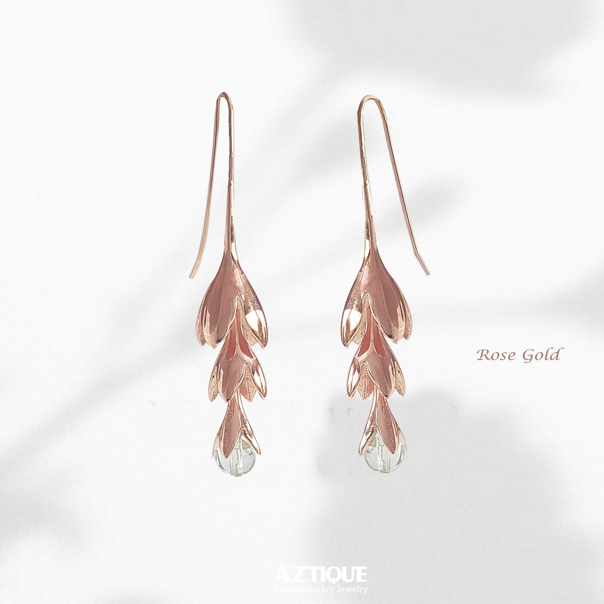 ต่างหูเงินแท้ , ต่างหู หยดน้ำค้าง Morning Dew ,พลอยควอตซ์ใส  Quartz ,  Earrings