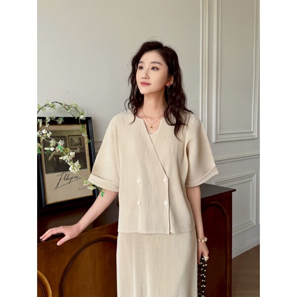2MUAY รุ่น GJO11474 เสื้อคลุมอัดพลีท THICK WRAP BUTTON PLEATED CARDIGAN 8 สี FREE SIZE