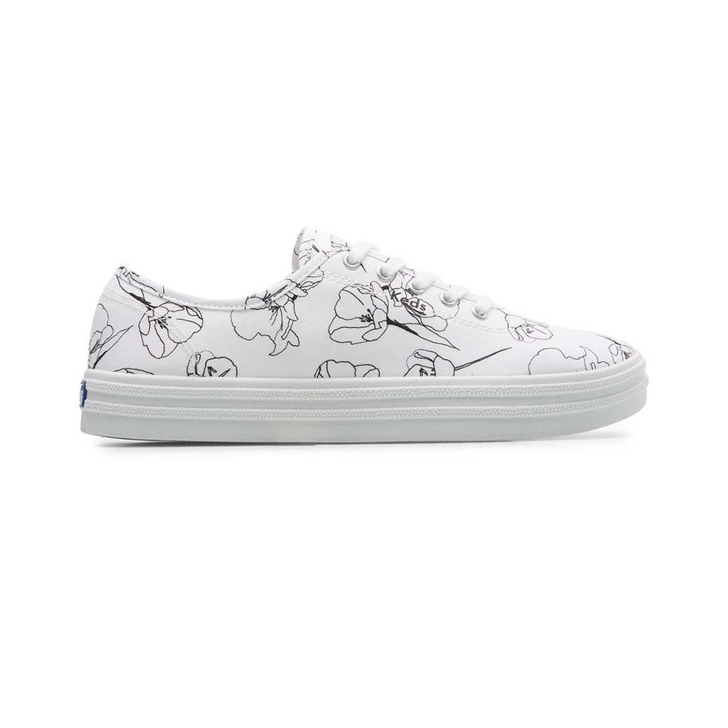Keds รุ่น Breezie Canvas Hand Drawn Prin รองเท้าผ้าใบ ผู้หญิง สี White/Black - WF66863