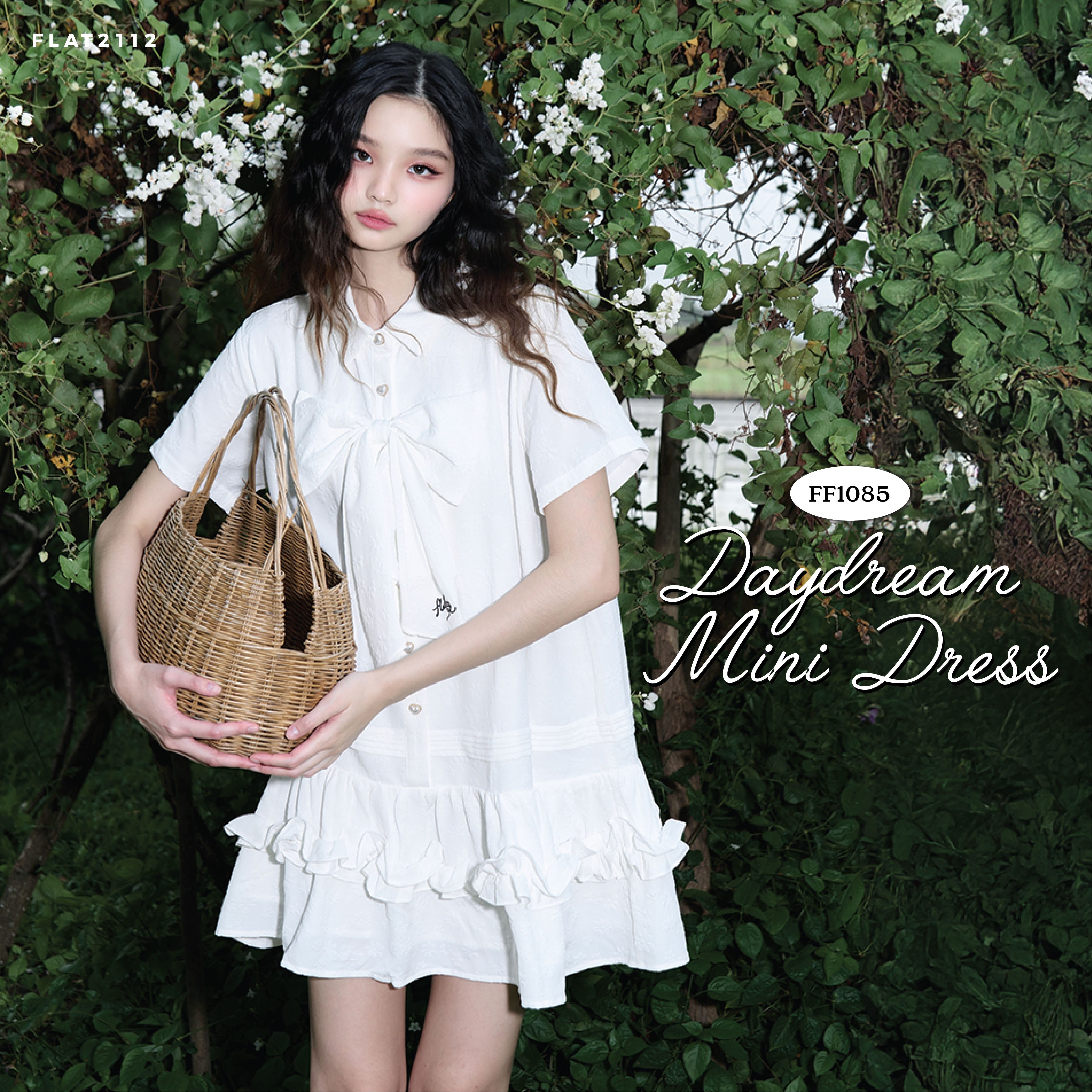 FLAT2112 FF1085 : DAYDREAM MINI DRESS เดรสสั้น เดรสแขนสั้น ชุดออกงาน ชุดผู้หญิง แฟชั่นผู้หญิง