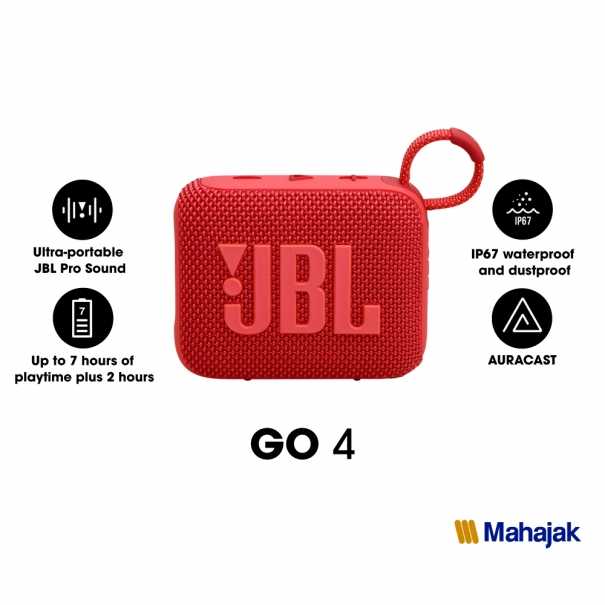 JBLGO4 สีแดง  ลำโพงบลูทูธขนาดเล็กพกพากันน้ำ #JBL#JBLGO4#MAHAJAK