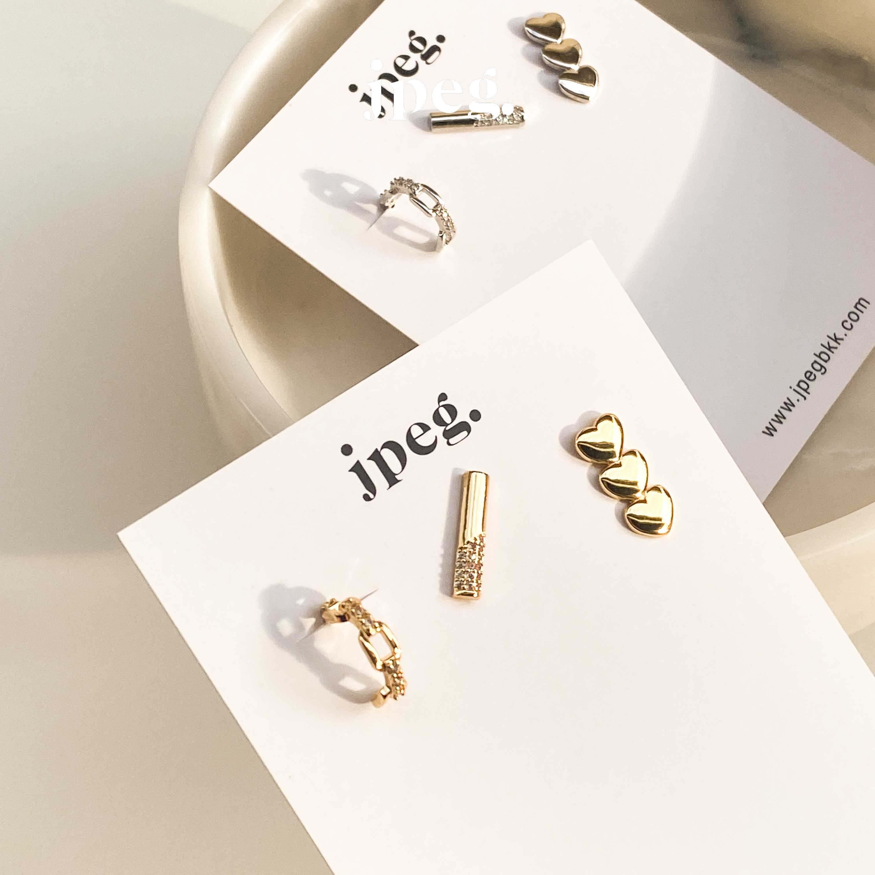pocky heart full earring set (Brass)