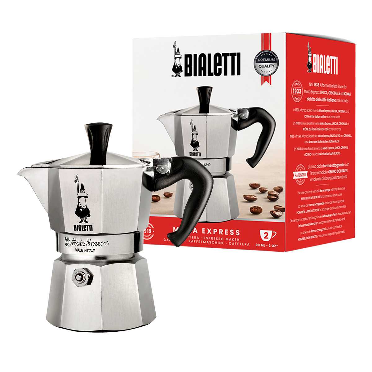 Bialetti หม้อต้มกาแฟ Moka Pot รุ่นโมคาเอ็กซ์เพรส ขนาด 2 ถ้วย/BL-0001168