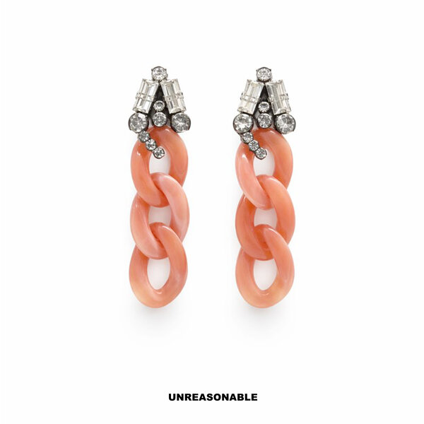 Peach Link Earrings สีพีช ต่างหูคลิป ต่างหูก้านเงินแท้ UA0620-04 Unreasonable Accessories