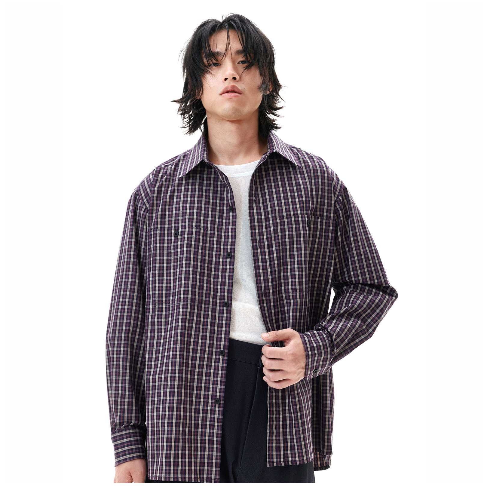 DAILY SHIRTS (PLUM BROWN CHECK)