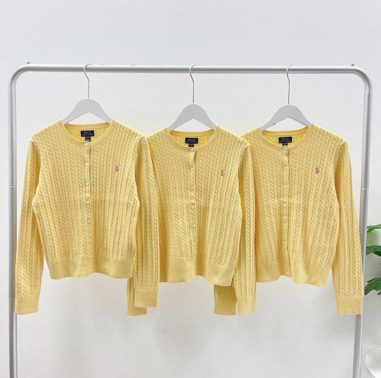 Ralph Lauren Mini Cable Cotton Cardigan (Corn Yellow)