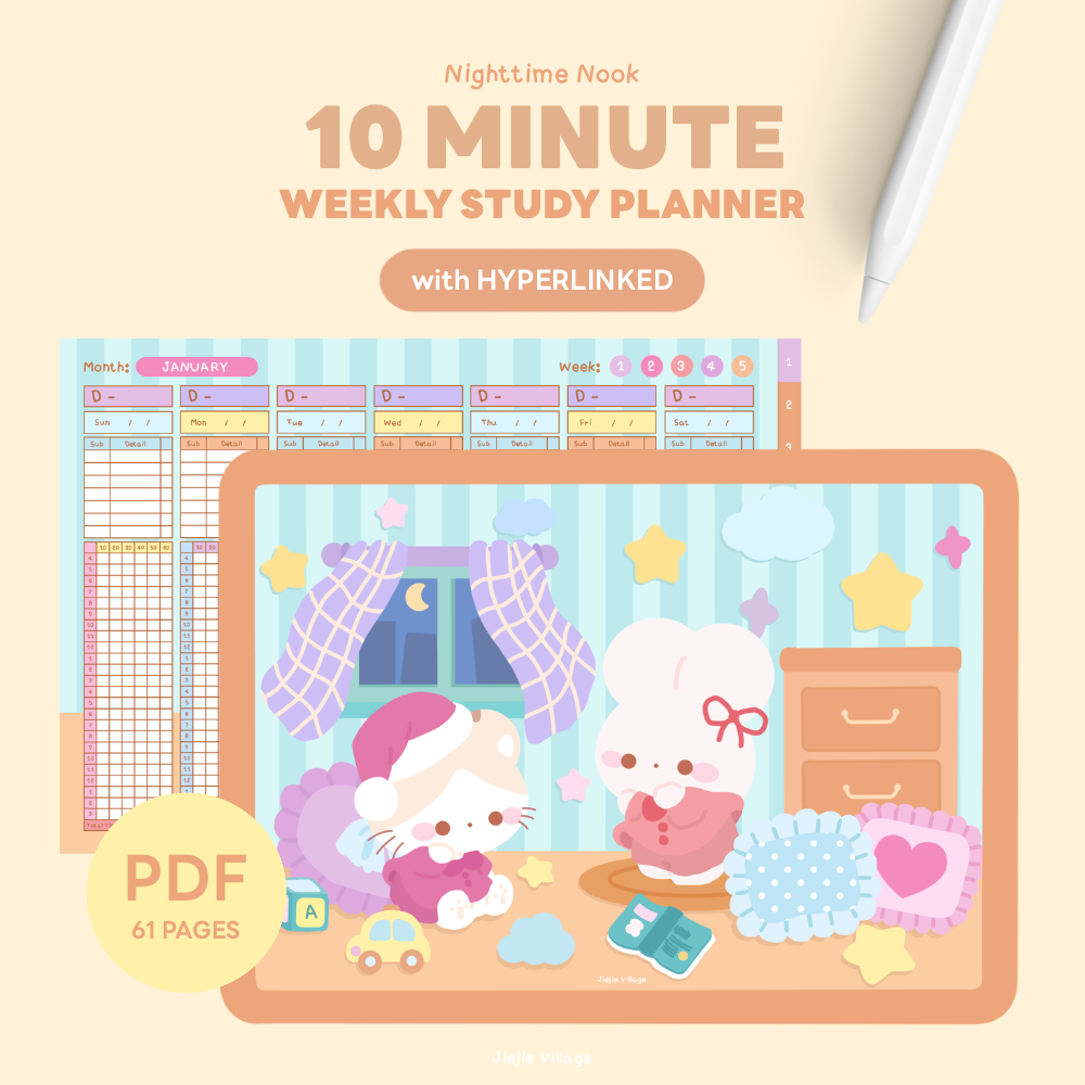[ดิจิทัล] 10 Minute Weekly Study Planner | Nighttime Nook