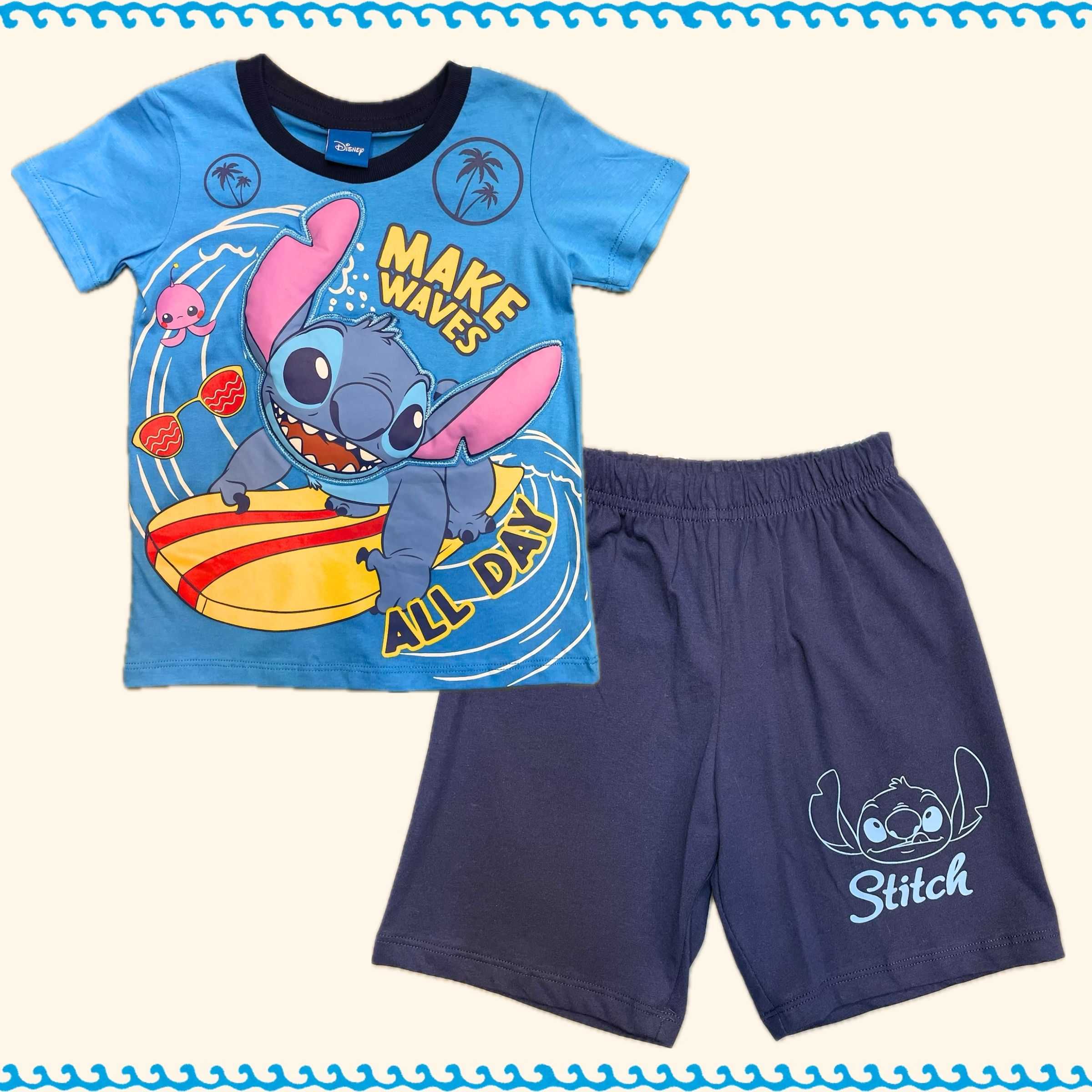 Stitch make waves Set Baby Blue/Navy Blue Size 2