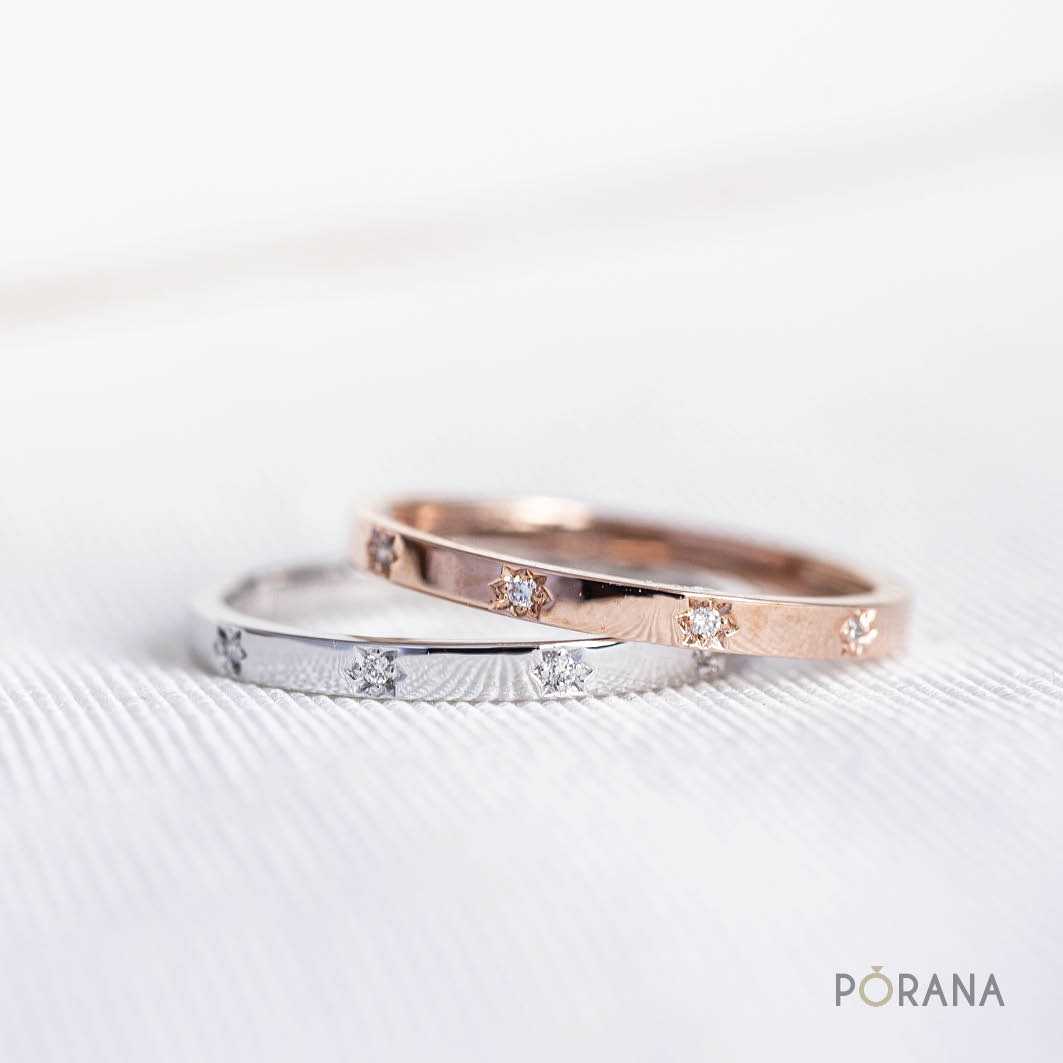 Diamond star setting ring, stacking ring, Pa Sinh แหวนฝังเพชรลายดาวแฉก R00049